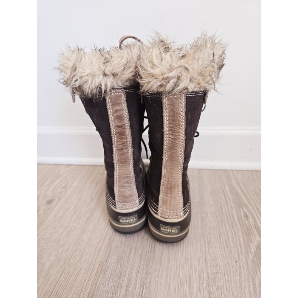 Sorel Joan Of Arctic Waterproof  Snow Winter Boots 9 Brown Faux Fur Leather - Picture 4 of 11